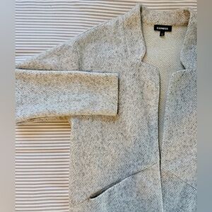 Express Light Gray Textured Overcoat